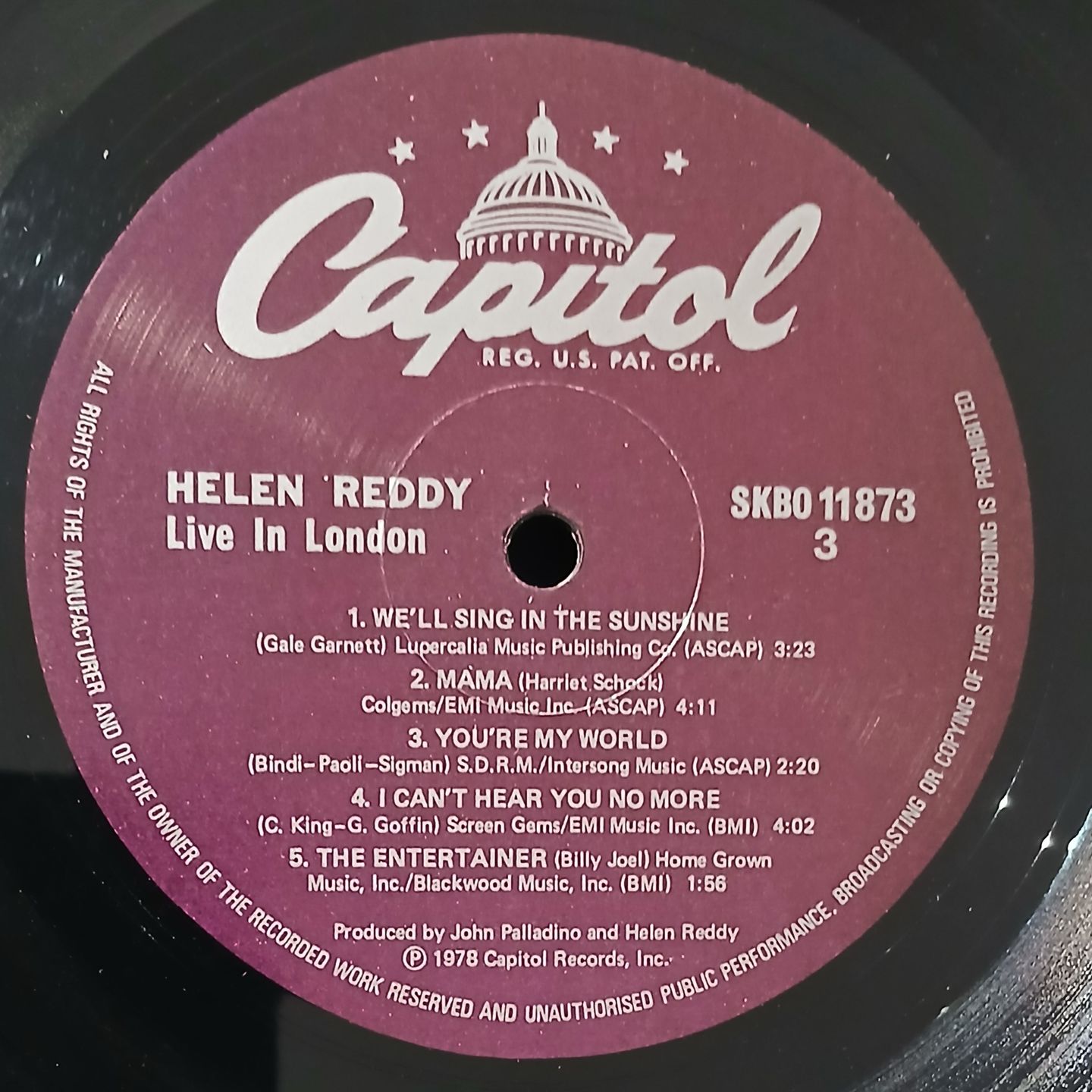Helen Reddy - Live In London | Capitol Records (SKBO 11873) - 6