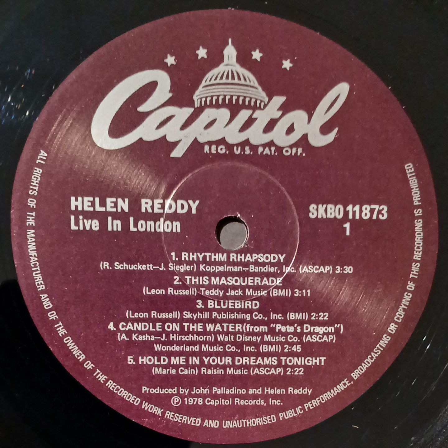 Helen Reddy - Live In London | Capitol Records (SKBO 11873) - 4
