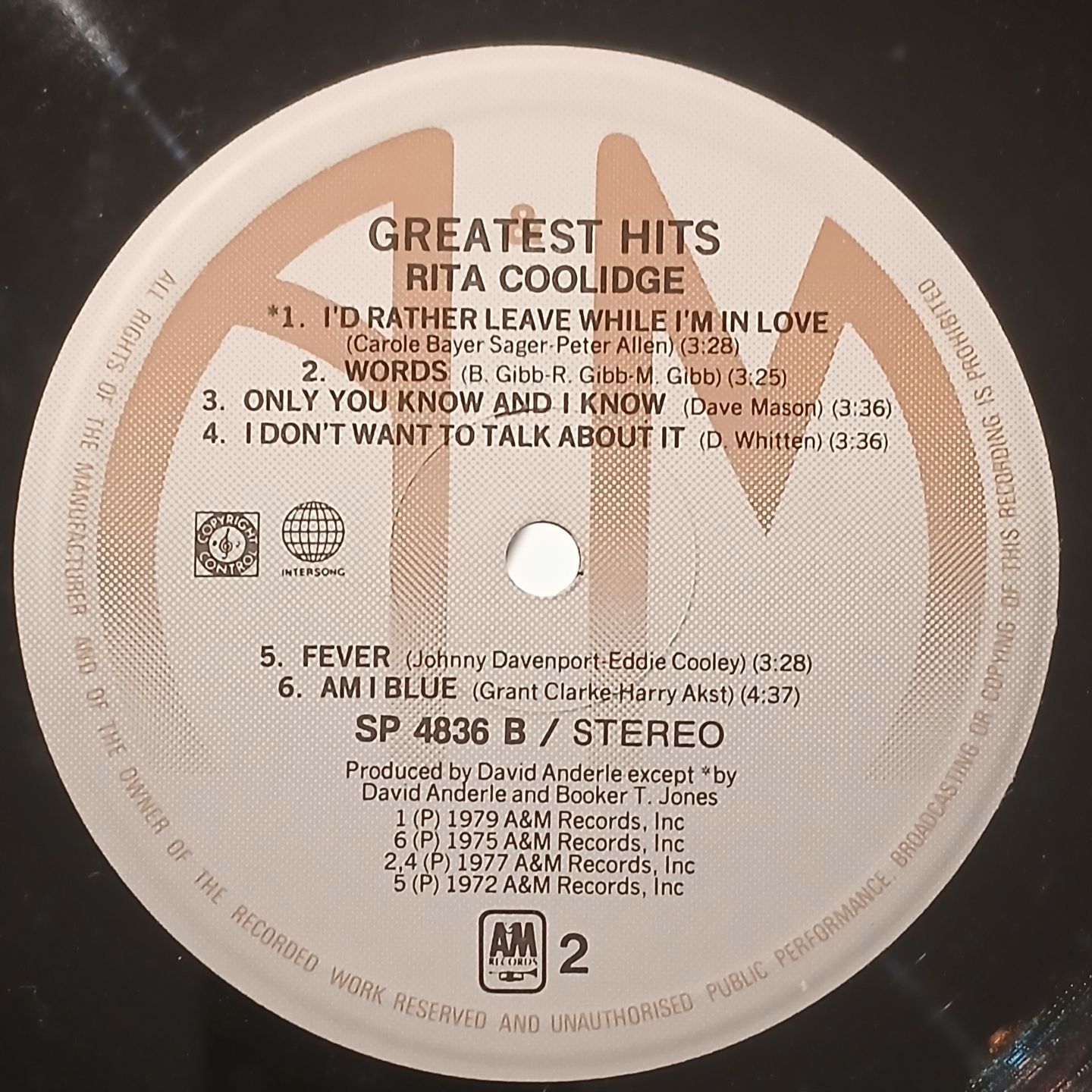 Rita Coolidge - Greatest Hits | A&M Records (SP 4836) - 3