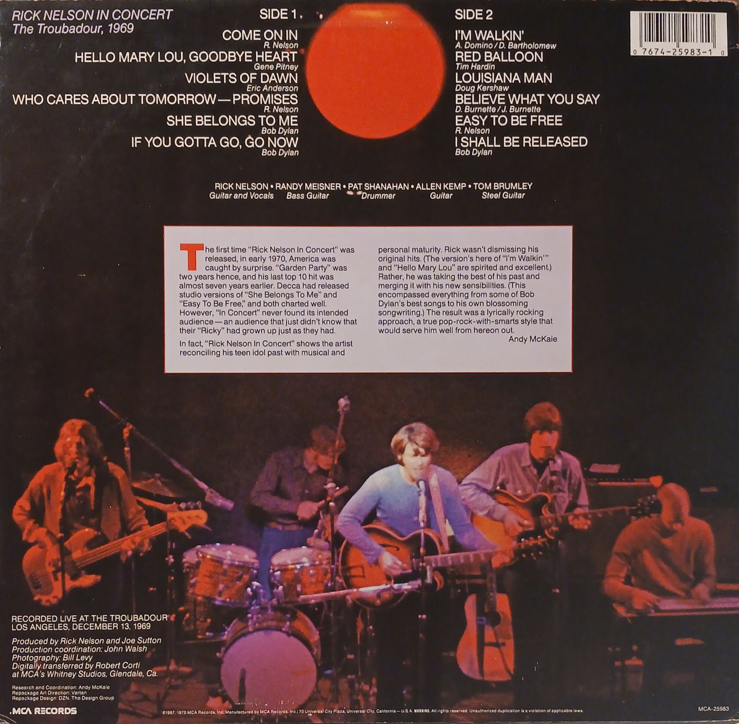Ricky Nelson - Rick Nelson In Concert | MCA Records (MCA-25983) - 4 Ricky Nelson - Rick Nelson In Concert | MCA Records (MCA-25983) - 4