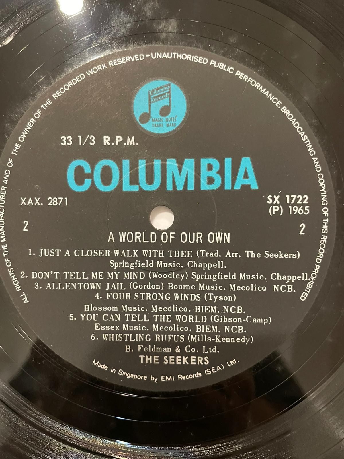 The Seekers - World Of Our Own | Columbia (33SX 1722) - 4 The Seekers - World Of Our Own | Columbia (33SX 1722) - 4