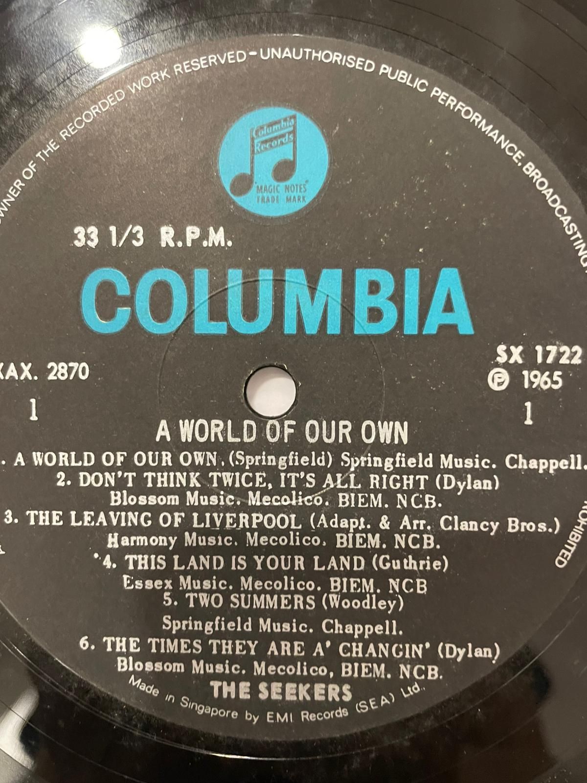 The Seekers - World Of Our Own | Columbia (33SX 1722) - 5 The Seekers - World Of Our Own | Columbia (33SX 1722) - 5