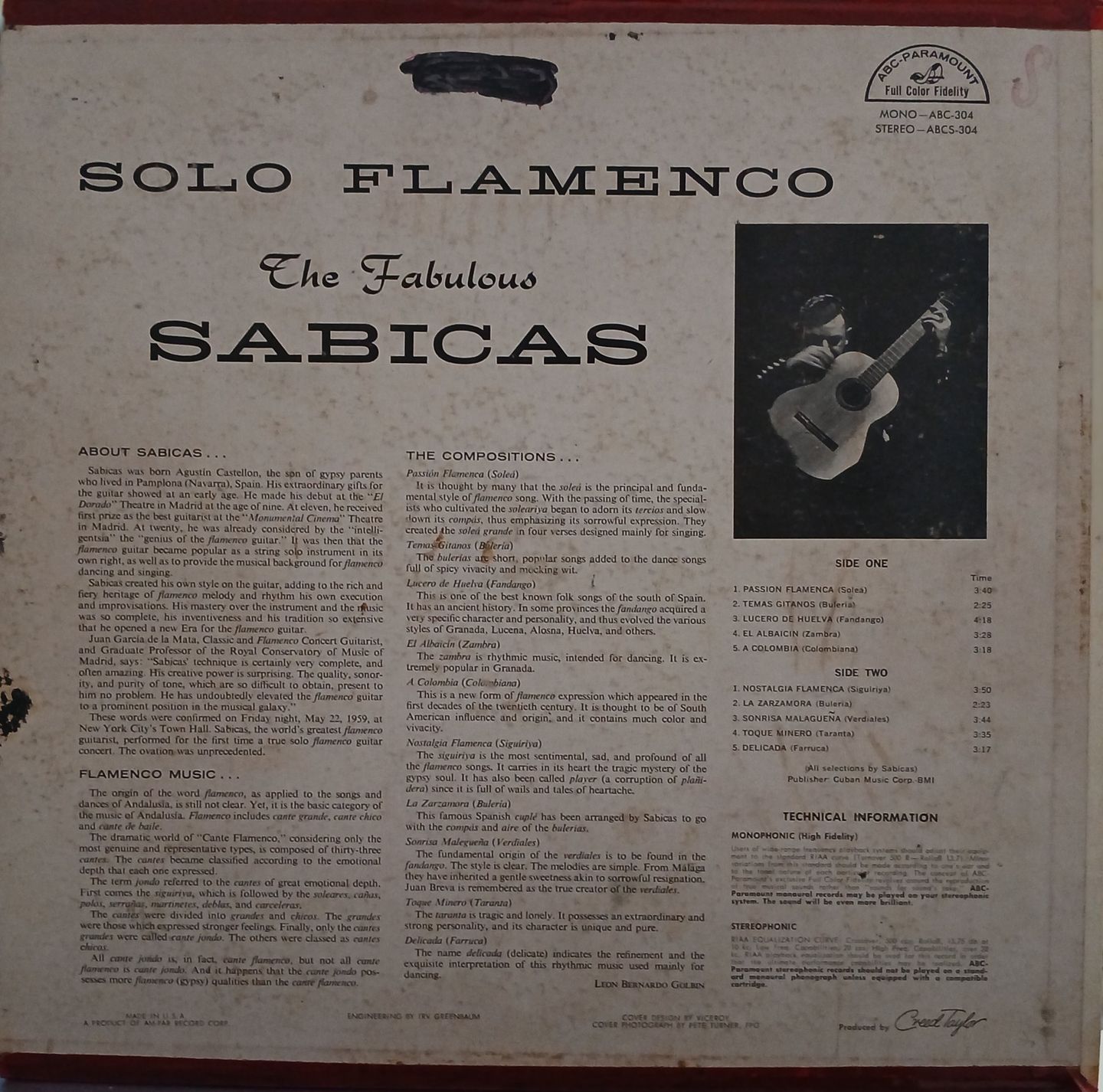 Sabicas - Solo Flamenco | ABC-Paramount (ABC 304) - 2