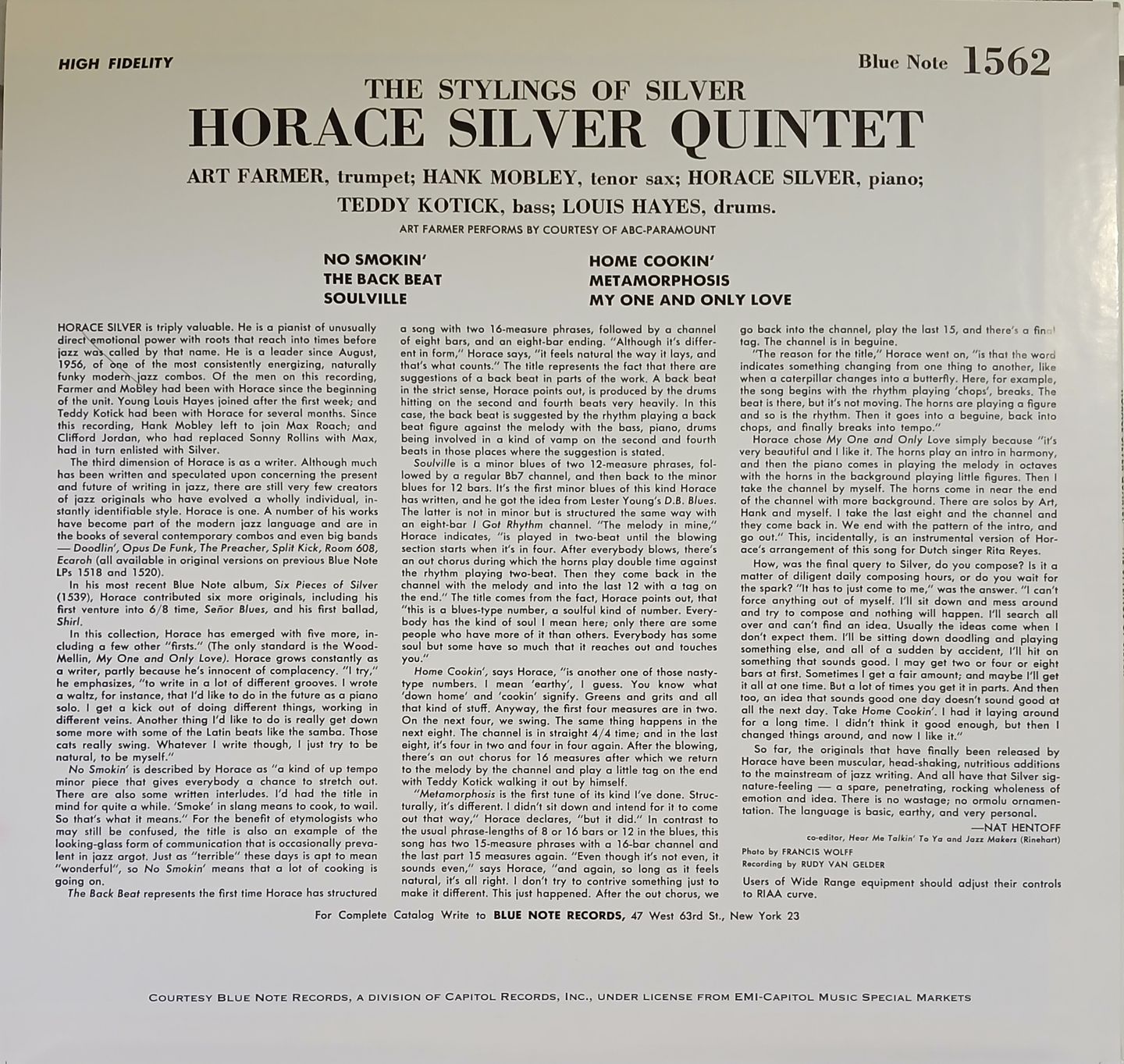 The Horace Silver Quintet - The Stylings Of Silver | Blue Note (BLP 1562) - 4