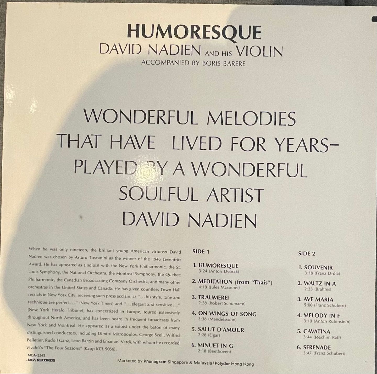Nadien - Humoresque Nadien And His Violin | MCA Records (MCA-3342) - 2 Nadien - Humoresque Nadien And His Violin | MCA Records (MCA-3342) - 2