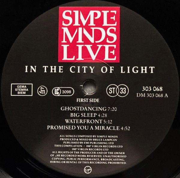 Simple Minds - Live In The City Of Light | Virgin (303 067-420) - 6 Simple Minds - Live In The City Of Light | Virgin (303 067-420) - 6
