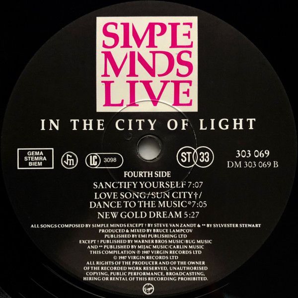 Simple Minds - Live In The City Of Light | Virgin (303 067-420) - 8 Simple Minds - Live In The City Of Light | Virgin (303 067-420) - 8