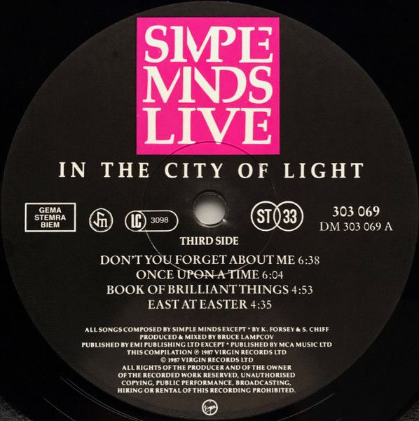 Simple Minds - Live In The City Of Light | Virgin (303 067-420) - 5 Simple Minds - Live In The City Of Light | Virgin (303 067-420) - 5