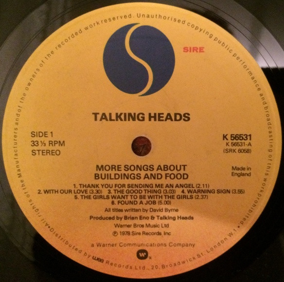 Talking Heads - More Songs About Buildings And Food | Sire (K 56531) - 3