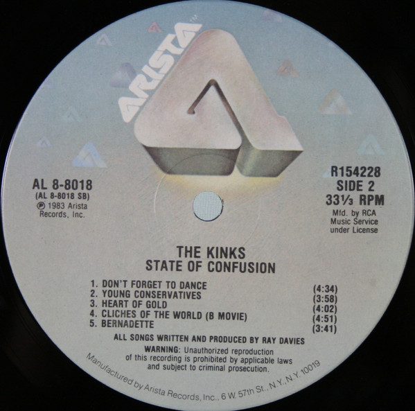 The Kinks - State Of Confusion | Arista (AL 8-8018 / R 154228) - 4 The Kinks - State Of Confusion | Arista (AL 8-8018 / R 154228) - 4