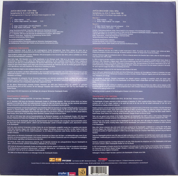 Anton Bruckner , Staatskapelle Dresden , Christian Thielemann - Symphony No. 8 In C Minor Wab 108 | Profil Edition Günter Hänssler (PH12040) - 3