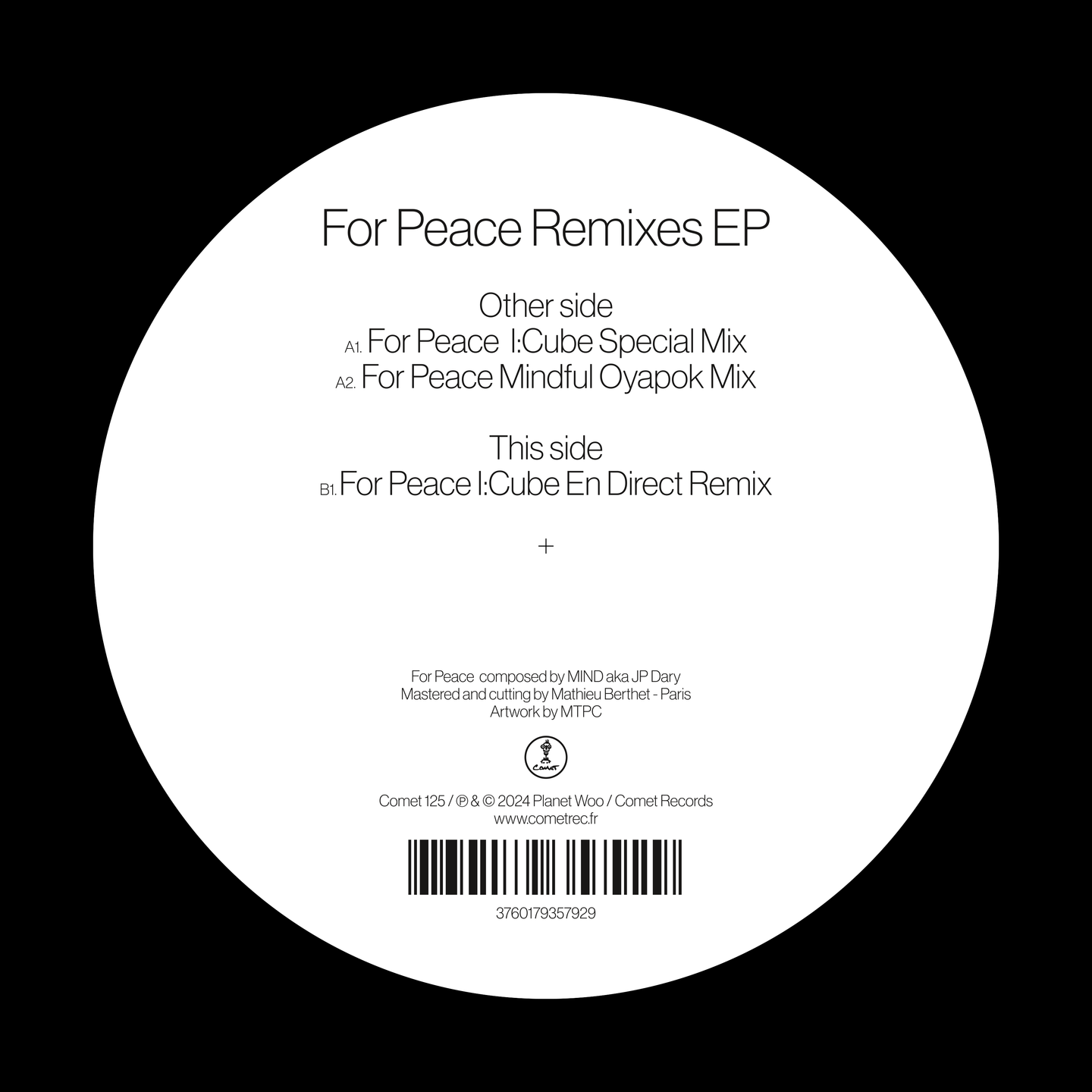 MIND - For Peace Remixes | Comet Records (COMET125) - 2
