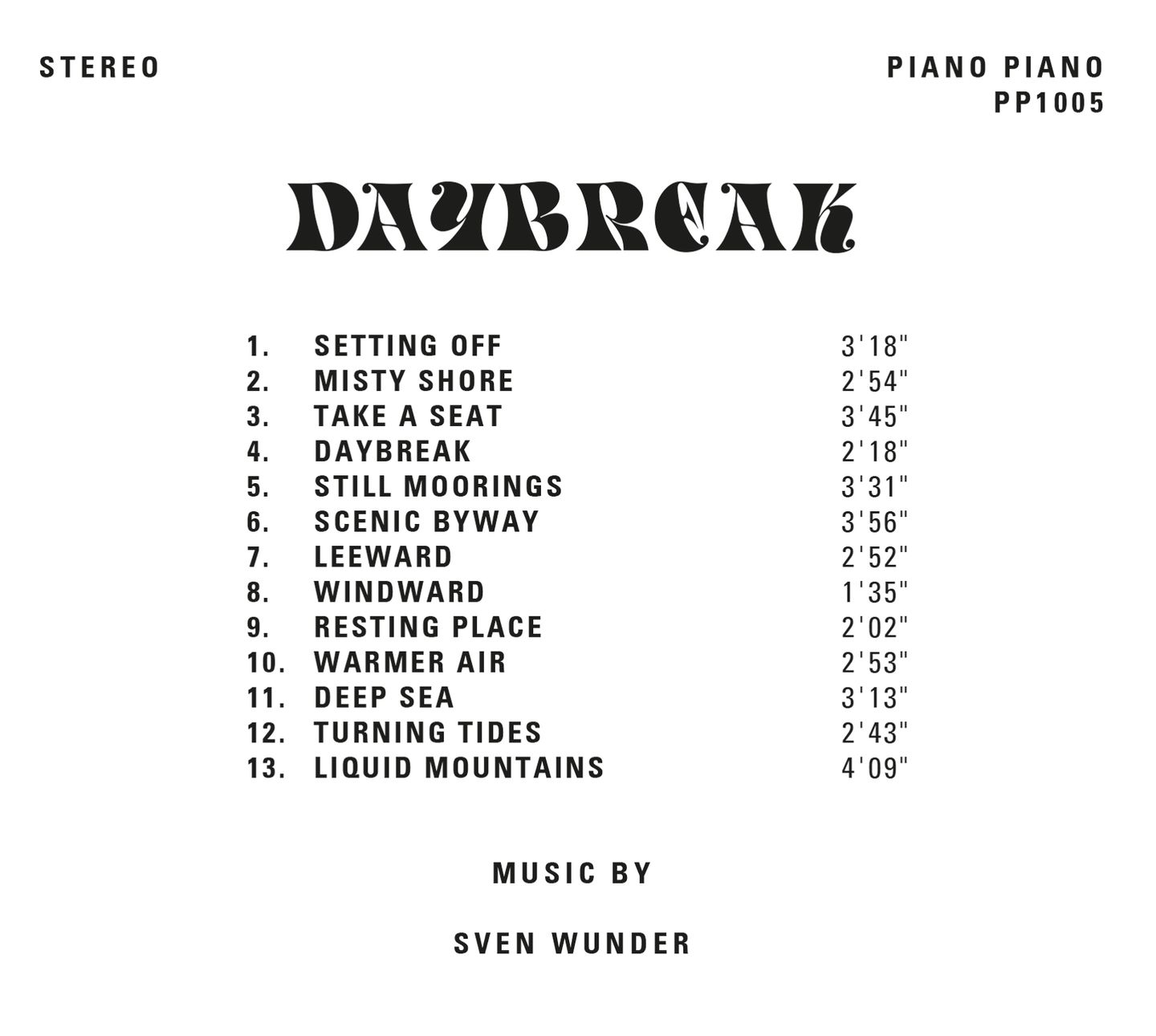 Sven Wunder - Daybreak | Piano Piano (PP1005CD) - 2