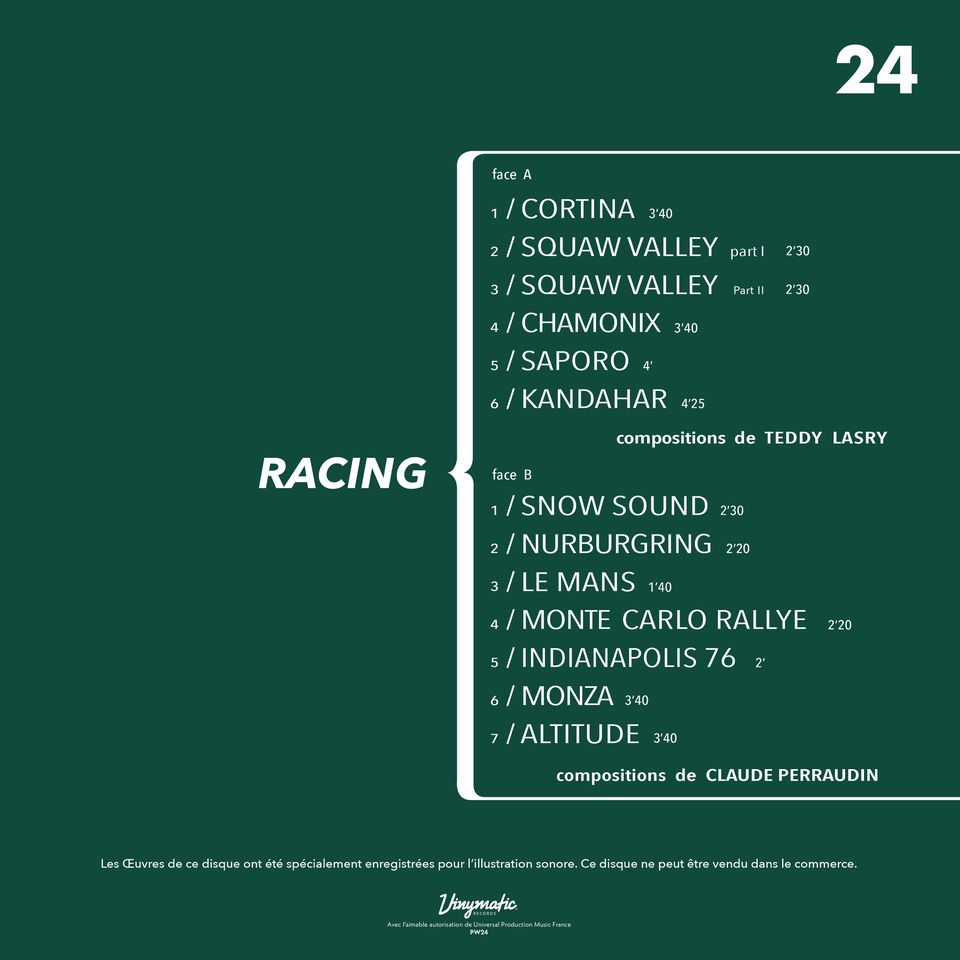Teddy Lasry  &  Claude Perraudin - Racing | Vinymatic RECORDS (PW24) - 2