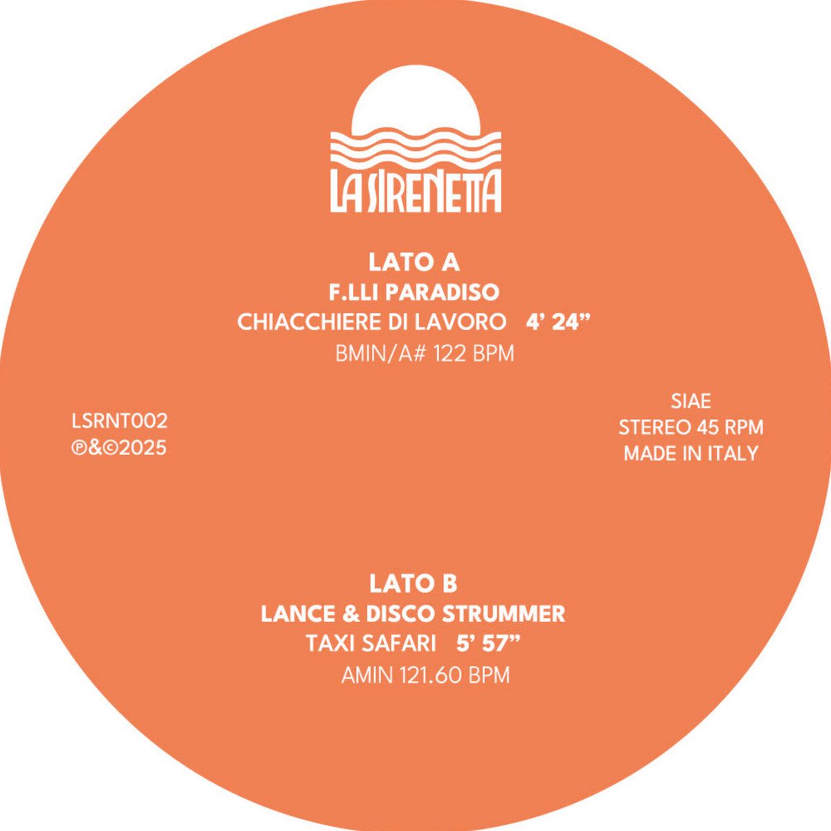 F.lli Paradiso, Lance & Disco Strummer - Chiacchiere di Lavoro / Taxi Safari | La Sirenetta (LSRNT002) - main F.lli Paradiso, Lance & Disco Strummer - Chiacchiere di Lavoro / Taxi Safari | La Sirenetta (LSRNT002) - main