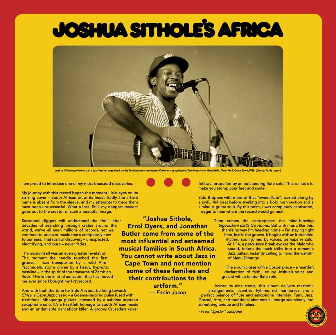 Joshua Sithole - Joshua Sithole's Africa | Voom Voom Records (VOOM006) - 3