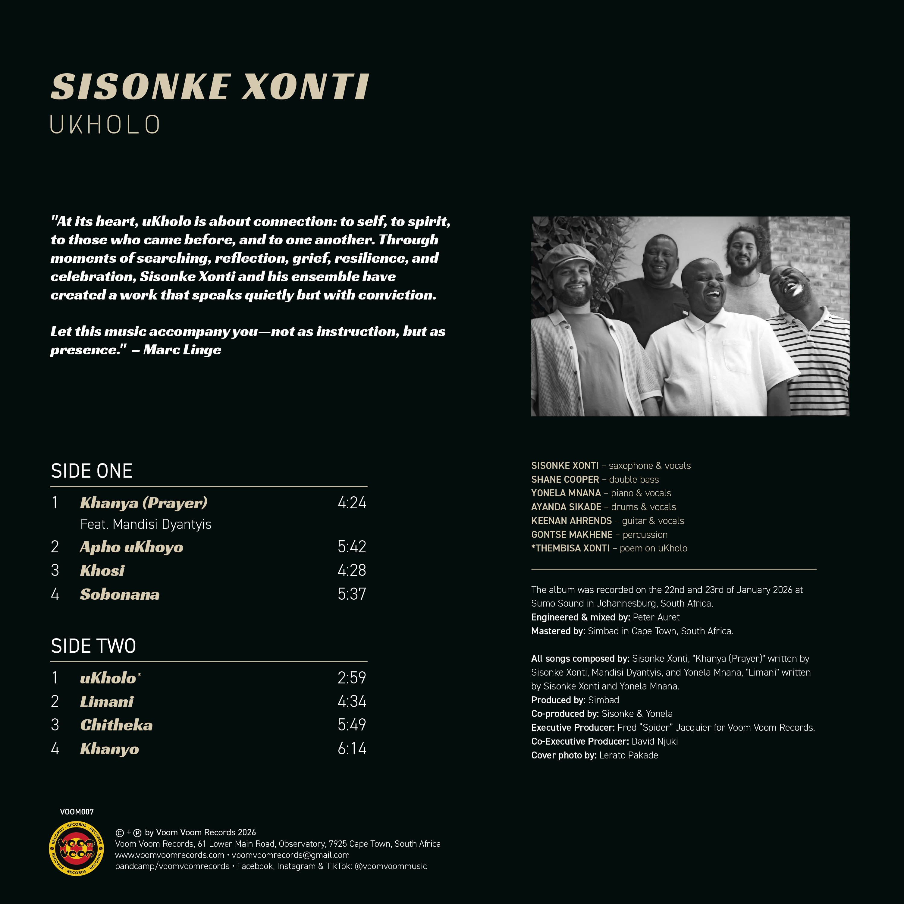 Sisonke Xonti - uKholo | Voom Voom Records (VOOM007) - 2