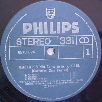Henryk Szeryng , Alexander Gibson , New Philharmonia Orchestra , Mozart - Violin Concertos No. 3 In G, No. 5 In A [Vinyl] | Philips (6570 024) - 3