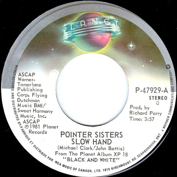 Pointer Sisters - Slow Hand / Holdin' Out For Love (7") [Vinyl] | Planet (P-47929) - main
