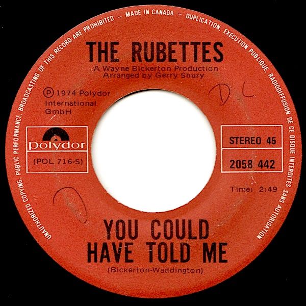 The Rubettes - Sugar Baby Love (7") [Vinyl] | Polydor (2058 442) - 2