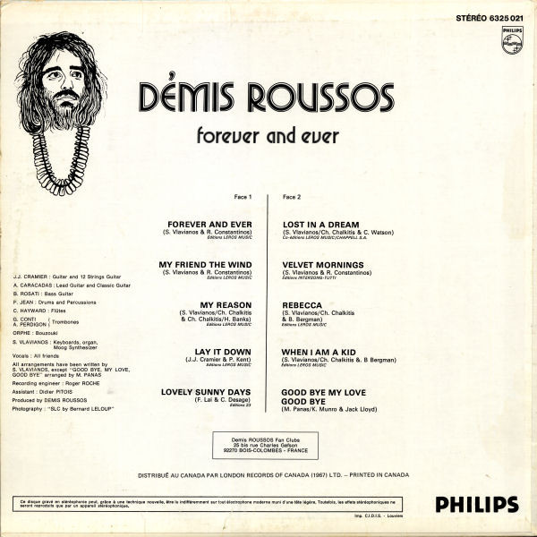 Démis Roussos - Forever And Ever [Vinyl] | Philips (6325 021) - 2