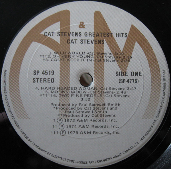Cat Stevens - Greatest Hits [Vinyl] | A&M Records (SP-4519) - 4