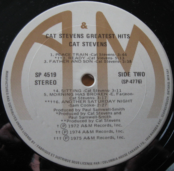 Cat Stevens - Greatest Hits [Vinyl] | A&M Records (SP-4519) - 3