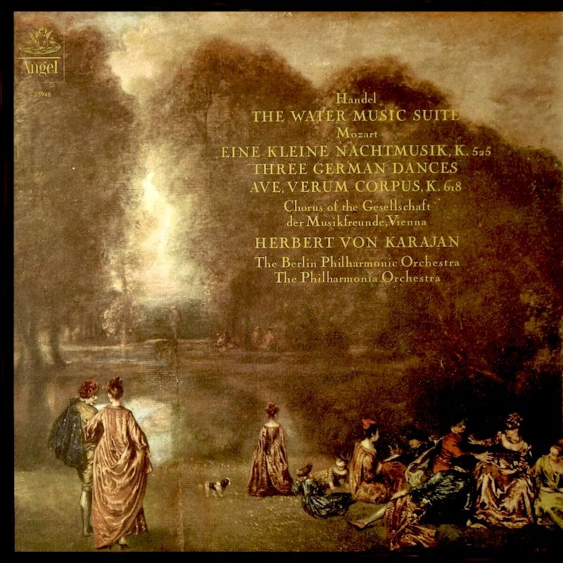 Wolfgang Amadeus Mozart , Georg Friedrich Händel - Sir Hamilton Harty , Herbert von Karajan , Berliner Philharmoniker , Philharmonia Orchestra , Wiener Singverein - Eine Kleine Nachtmusik; 3 German Dances; Ave Verum Corpus K.618; Water Music Suite [Vinyl] | Angel Records (S35948)
