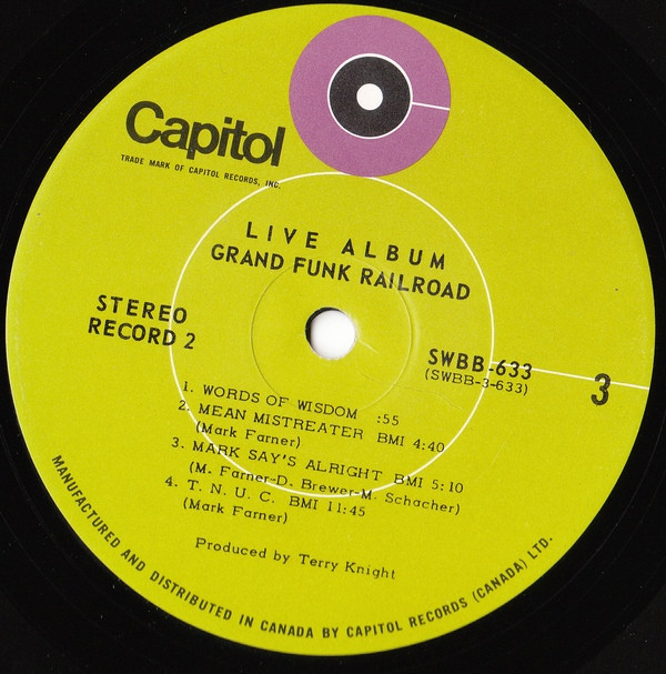 Grand Funk Railroad - Live Album (2LP) [Vinyl] | Capitol Records (SWBB-633) - 6