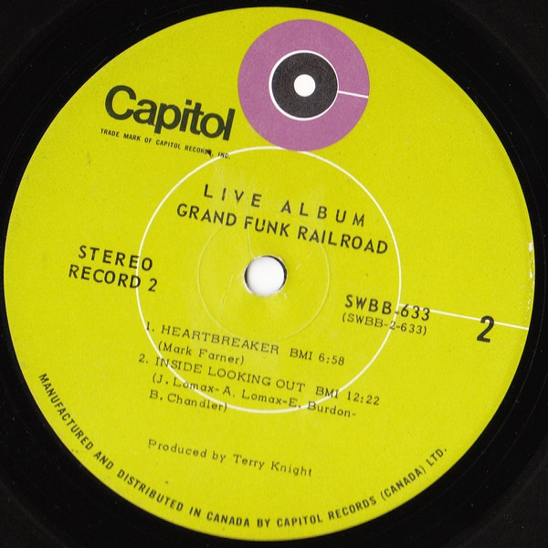 Grand Funk Railroad - Live Album (2LP) [Vinyl] | Capitol Records (SWBB-633) - 5