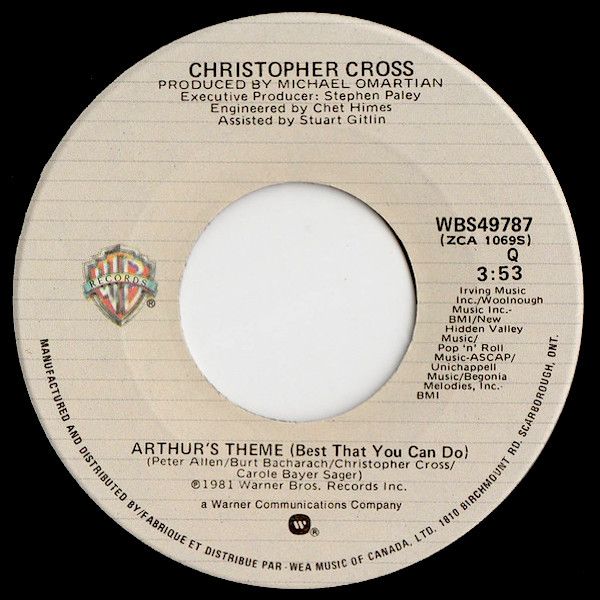 Christopher Cross - Arthur's Theme (Best That You Can Do) / Minstrel Gigolo (7") [Vinyl] | Warner Bros. Records (WBS49787) - main