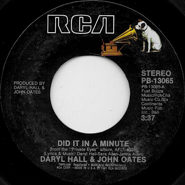 Daryl Hall & John Oates - Did It In A Minute / Head Above Water (7") [Vinyl] | RCA (PB-13065) - main
