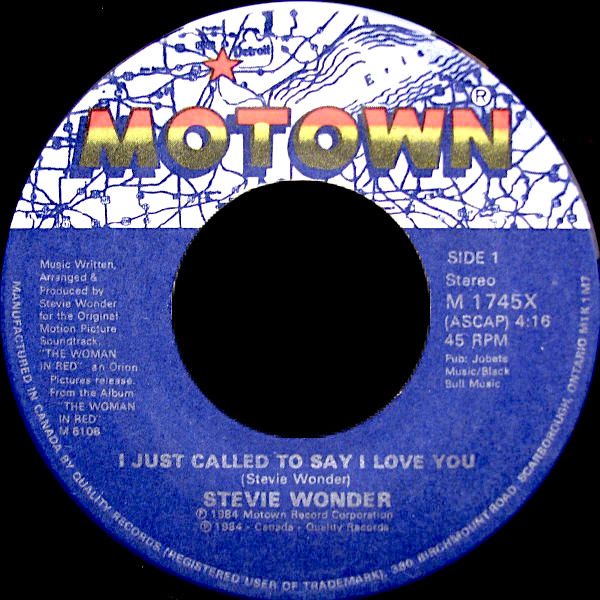 Stevie Wonder - I Just Called To Say I Love You (7") [Vinyl] | Motown (M 1745X)