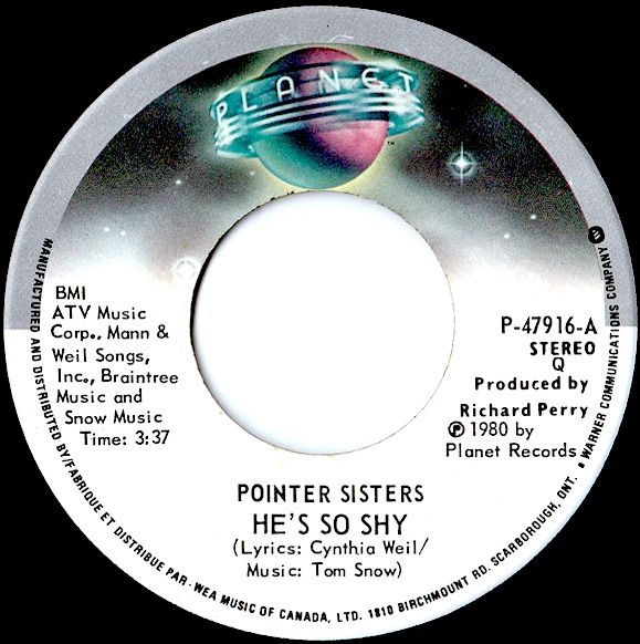 Pointer Sisters - He's So Shy / Movin' On (7") [Vinyl] | Planet (P-47916) - main