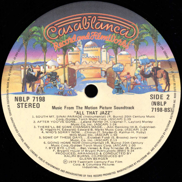 Various - All That Jazz - Music From The Original Motion Picture Soundtrack [Vinyl] | Casablanca (NBLP 7198) - 4