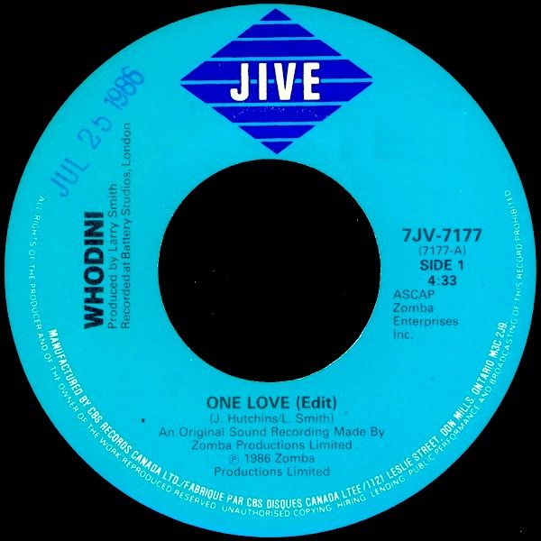 Whodini - One Love (7") [Vinyl] | Jive (7JV-7177) - main