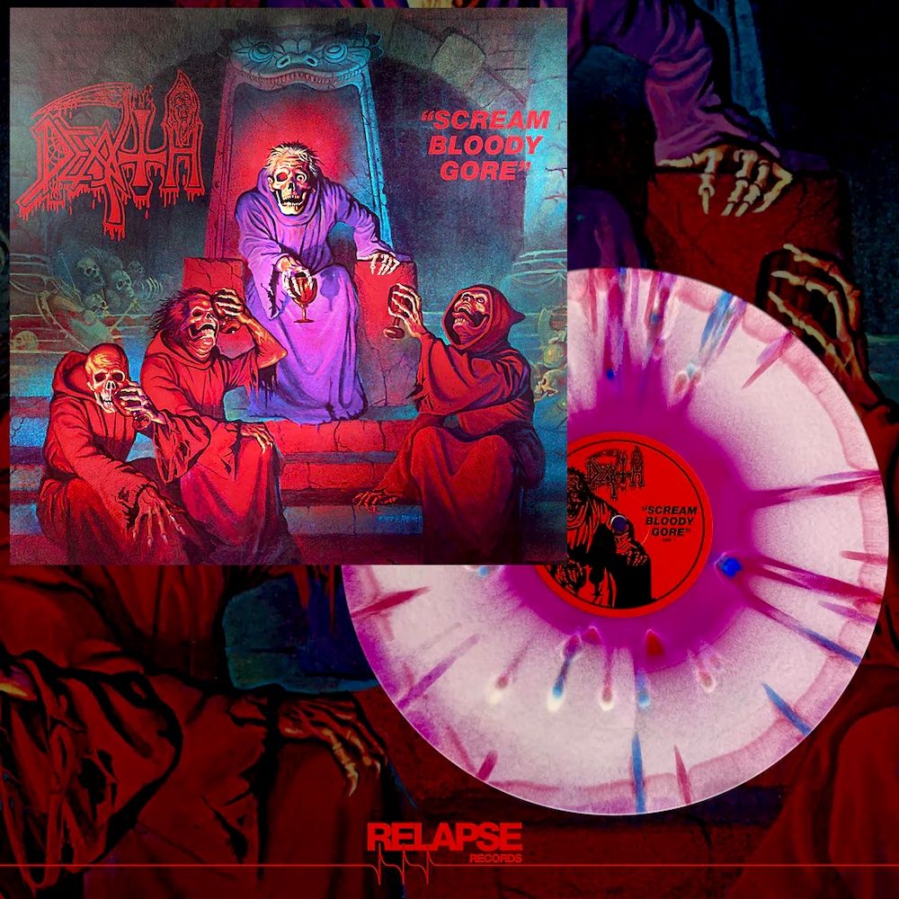 Death - Scream Bloody Gore (Deluxe Limited Edition - Neon Violet, Bone White And Red With Red, Neon Violet And Cyan Blue Splatter Vinyl) [Vinyl] | Relapse Records (RR7324) - 2