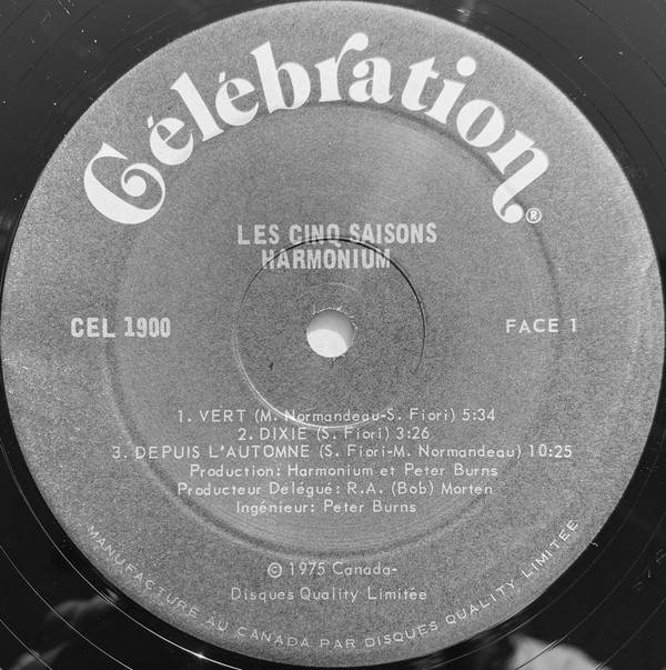 Harmonium - Les Cinq Saisons [Vinyl] | Celebration (CEL 1900) - 5