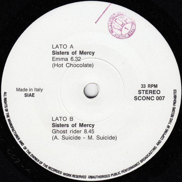 The Sisters Of Mercy - Emma / Ghost Rider (7" - Unofficial) [Vinyl] | Stampa Alternativa (SCONC 007) - main