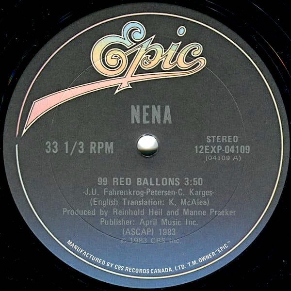 Nena - 99 Red Balloons / 99 Luftballons (12") [Vinyl] | Epic (12EXP-04109) - 2