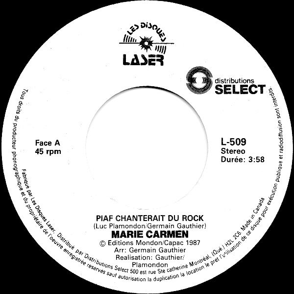 Marie Carmen - Piaf Chanterait Du Rock (7") [Vinyl] | Les Disques Laser (L-509)