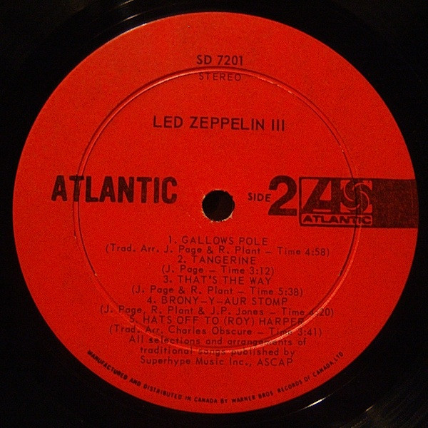 Led Zeppelin - Led Zeppelin III | Atlantic (SD 7201) - 7 Led Zeppelin - Led Zeppelin III | Atlantic (SD 7201) - 7