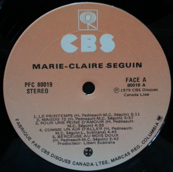 Marie-Claire Séguin - Marie-Claire Séguin [Vinyl] | CBS (PFC 80019) - 3