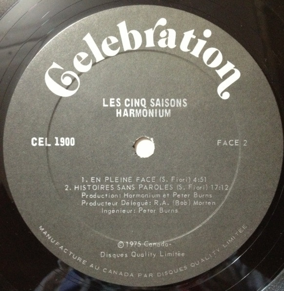 Harmonium - Les Cinq Saisons [Vinyl] | Celebration (CEL-1900) - 5
