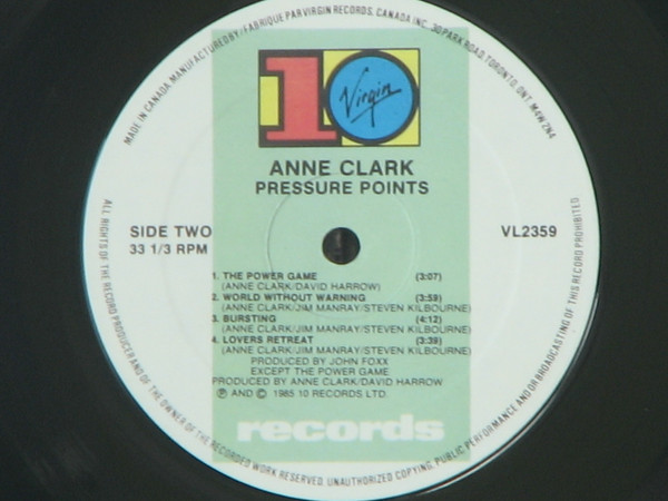 Anne Clark - Pressure Points [Vinyl] | 10 Records (VL 2359) - 6