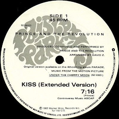 Prince And The Revolution - Kiss (12") [Vinyl] | Paisley Park (92 04420) - 3