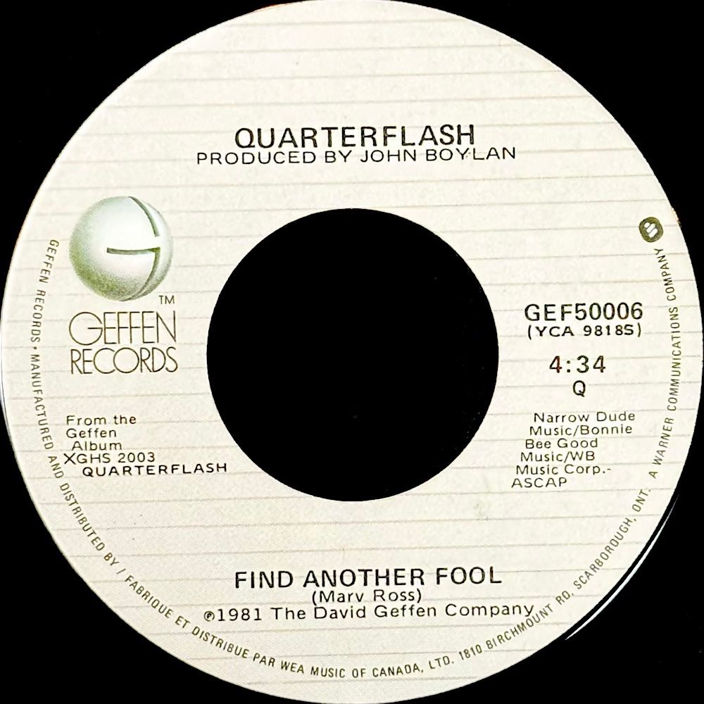 Quarterflash - Find Another Fool / Cruisin' With The Deuce (7") [Vinyl] | Geffen Records (GEF50006 Q) - main