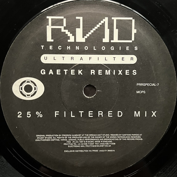 R.N.D. Technologies - Ultrafilter (Gaetek Remixes) | Planet Rhythm Records (PRRSPECIAL-7)