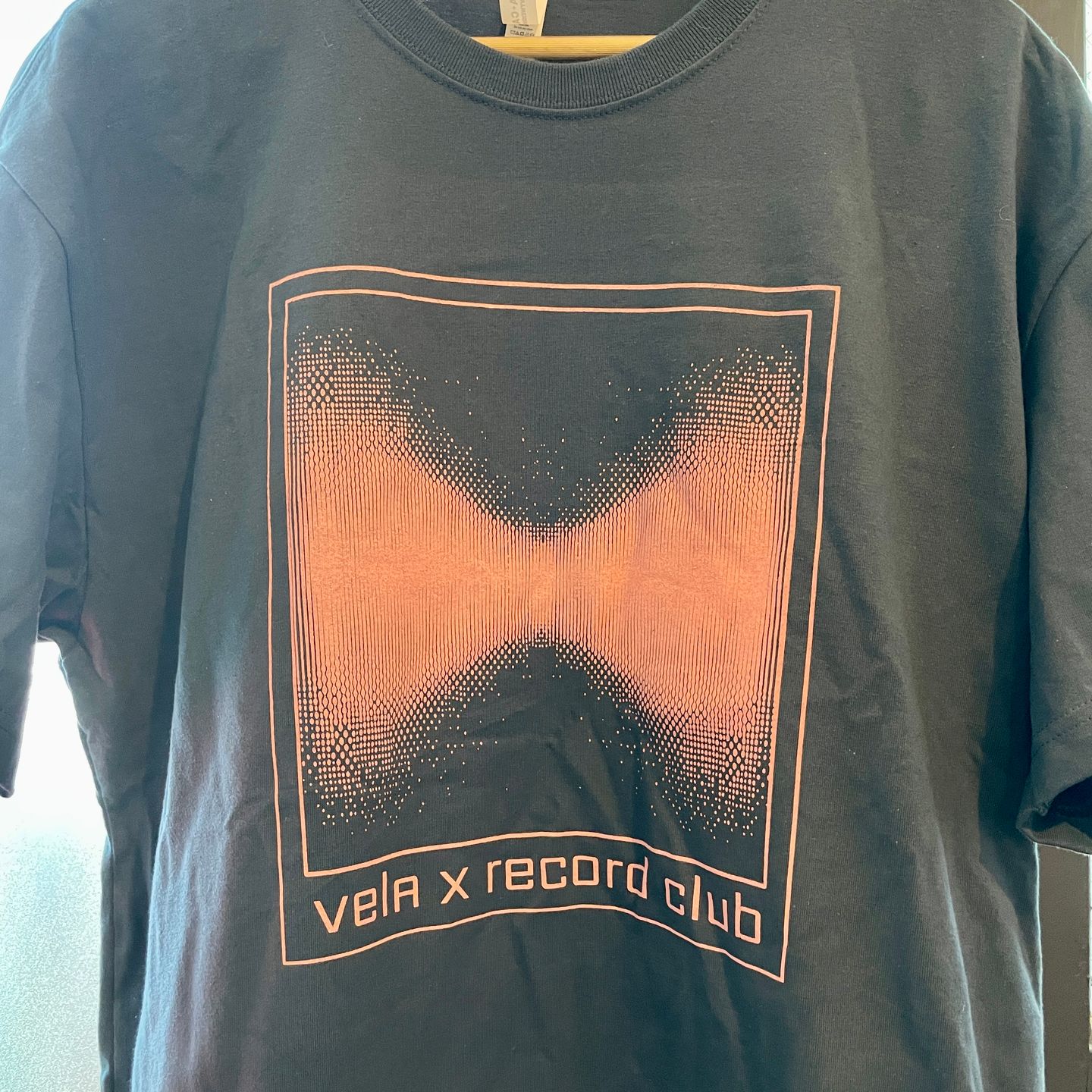 vela x record club - logo tee 1 - faded pink on vintage navy - 2 vela x record club - logo tee 1 - faded pink on vintage navy - 2