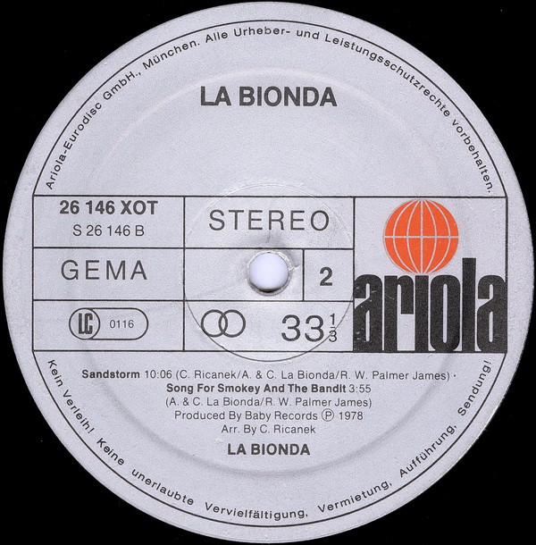 La Bionda - La Bionda | Ariola (26 146 XOT) - 6